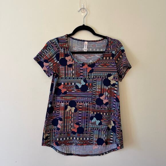 Disney Lularoe XXS Minnie Mouse short sleeve t-shirt bohemian Aztec purple pink - Picture 1 of 7